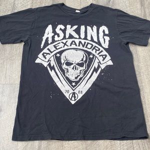 Asking Alexandria black skull 2008 band tee